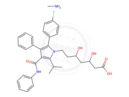 Chemical structure of Methanamine (3R,5R)-7-(2-(4-fluorophenyl)-5-isopropyl-3-phenyl-4-(phenylcarbamoyl)-1H-pyrrol-1-yl)-3,5-dihydroxyheptanoate