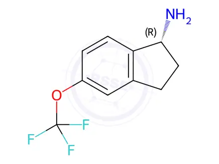 Chemical structure of (R)-5-(trifluoromethoxy)-2,3-dihydro-1H-inden-1-amine