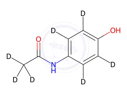 Chemical structure of N-(4-Hydroxyphenyl-2,3,5,6-d4)acetamide-2,2,2-d3