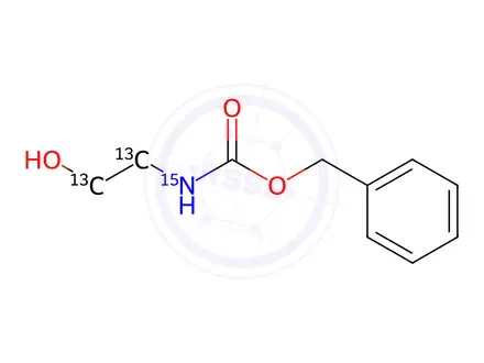 Chemical structure of N-(Benzyloxycarbonyl)ethanolamine-13C2,15N