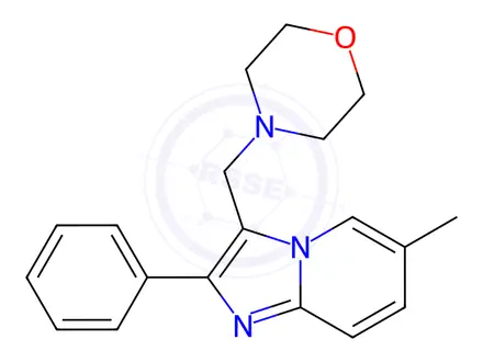 Chemical structure of 6-methyl-3-(morpholinomethyl)-2-phenylimidazo[1,2-a]pyridine