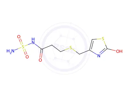 Chemical structure of 3-(((2-hydroxythiazol-4-yl)methyl)thio)-N-sulfamoylpropanamide