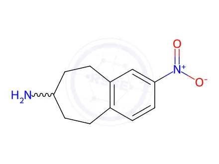 Chemical structure of 2-Nitro-6,7,8,9-tetrahydro-5H-benzo[7]annulen-7-amine