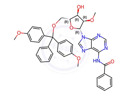 Chemical structure of DMT-OMe-rA(Bz)