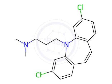 Chemical structure of 3,7-Dichloro-5-[3-(dimethylamino)propyl]-5H-dibenz[b,f]azepine