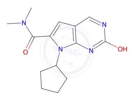 Chemical structure of 7-cyclopentyl-2-hydroxy-N,N-dimethyl-7H-pyrrolo[2,3-d]pyrimidine-6-carboxamide