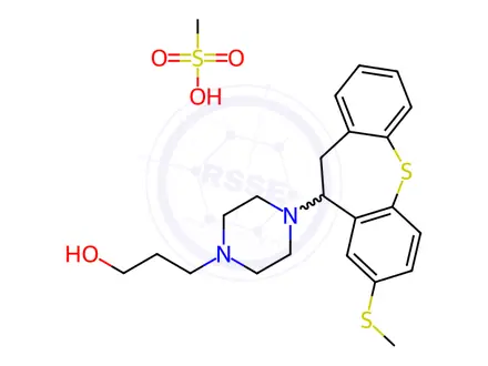Chemical structure of 4-[10,11-dihydro-8-(methylthio)dibenzo[b,f]thiepin-10-yl]piperazinium methanesulphonate