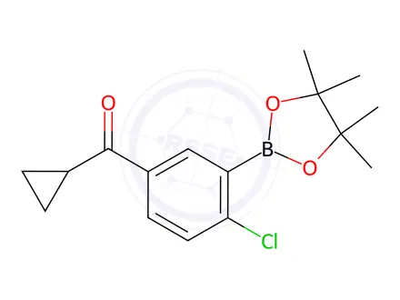Chemical structure of (4-Chloro-3-(4,4,5,5-tetramethyl-1,3,2-dioxaborolan-2-yl)phenyl)(cyclopropyl)methanone