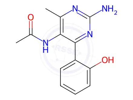 Chemical structure of Acetamide, N-[2-amino-4-(2-hydroxyphenyl)-6-methyl-5-pyrimidinyl]-