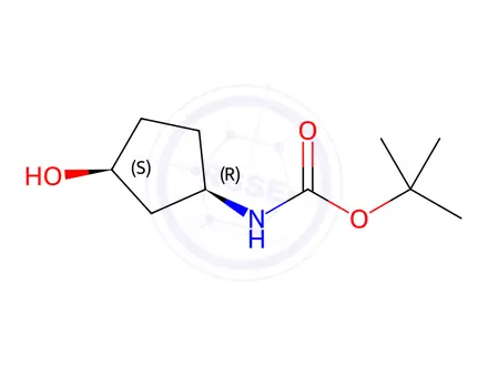 Chemical structure of Carbamic acid, [(1R,3S)-3-hydroxycyclopentyl]-, 1,1-dimethylethyl ester, rel-