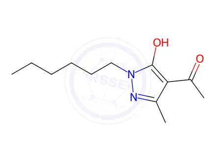 Chemical structure of 1-(1-Hexyl-5-hydroxy-3-methyl-1H-pyrazol-4-yl)ethanone