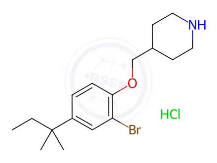 Chemical structure of 4-{[2-Bromo-4-(tert-pentyl)phenoxy]-methyl}piperidine hydrochloride