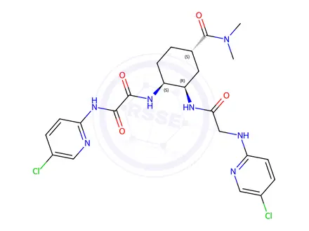 Chemical structure of N1-(5-chloropyridin-2-yl)-N2-((1S,2R,4S)-2-(2-((5-chloropyridin-2-yl)amino)acetamido)-4-(dimethylcarbamoyl)cyclohexyl)oxalamide