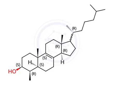 Chemical structure of 4-methylcholest-8-en-3-ol