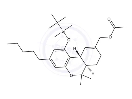 Chemical structure of 1-O-[(tert-Butyl)dimethylsilyloxy]-11-acetyloxy-∆9-tetrahydro Cannabinol DISCONTINUED