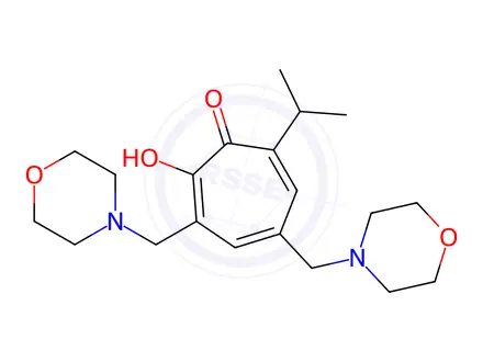 Chemical structure of 2-Hydroxy-3-isopropyl-5,7-bis(morpholinomethyl)-2,4,6-cycloheptatriene-1-one