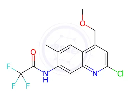 Chemical structure of N-[2-Chloro-4-(methoxymethyl)-6-methylquinolin-7-yl]-2,2,2-trifluoroacetamide