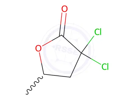 Chemical structure of 3,3-dichlorodihydro-5-methylfuran-2(3H)-one