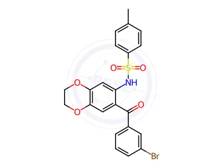 Chemical structure of N-(7-(3-bromobenzoyl)-2,3-dihydrobenzo[b][1,4]dioxin-6-yl)-4-methylbenzenesulfonamide