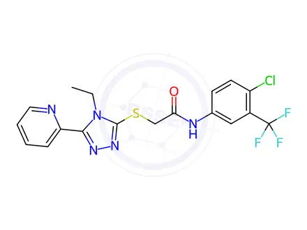 Chemical structure of N-(4-Chloro-3-(trifluoromethyl)phenyl)-2-((4-ethyl-5-(pyridin-2-yl)-4H-1,2,4-triazol-3-yl)thio)acetamide