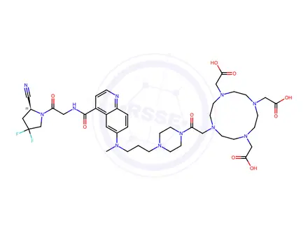 Chemical structure of (S)-2,2',2''-(10-(2-(4-(3-((4-((2-(2-Cyano-4,4-difluoropyrrolidin-1-yl)-2-oxoethyl)carbamoyl)quinolin-6-yl)(methyl)amino)propyl)piperazin-1-yl)-2-oxoethyl)-1,4,7,10-tetraazacyclodo