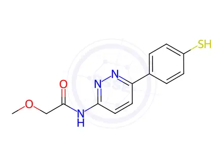Chemical structure of N-(6-(4-Mercaptophenyl)pyridazin-3-yl)-2-methoxyacetamide