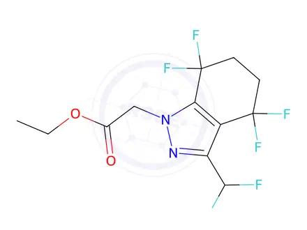 Chemical structure of Ethyl 2-(3-(difluoromethyl)-4,4,7,7-tetrafluoro-4,5,6,7-tetrahydro-1H-indazol-1-yl)acetate