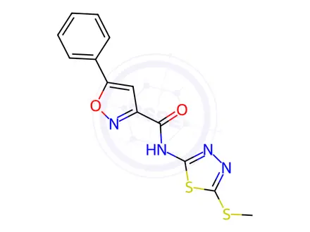 Chemical structure of N-(5-(Methylthio)-1,3,4-thiadiazol-2-yl)-5-phenylisoxazole-3-carboxamide