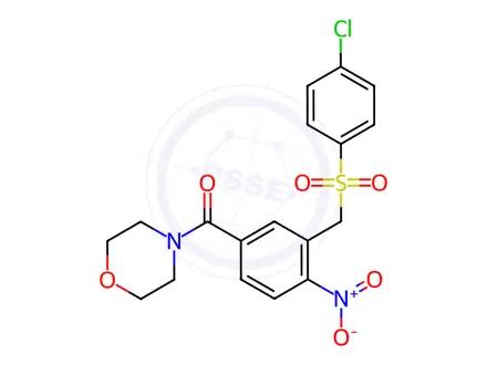 Chemical structure of (3-{[(4-chlorophenyl)sulfonyl]methyl}-4-nitrophenyl)(morpholino)methanone