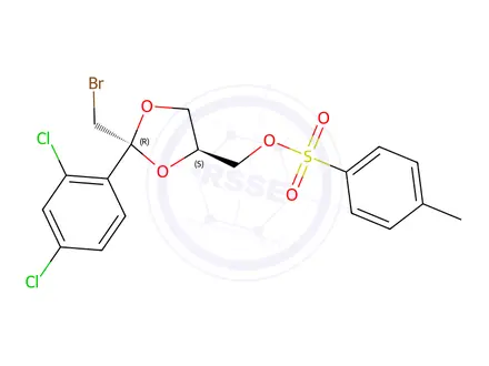 Chemical structure of rel-((2R,4S)-2-(Bromomethyl)-2-(2,4-dichlorophenyl)-1,3-dioxolan-4-yl)methyl 4-methylbenzenesulfonate