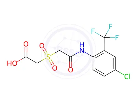 Chemical structure of 2-({2-[4-chloro-2-(trifluoromethyl)anilino]-2-oxoethyl}sulfonyl)acetic acid