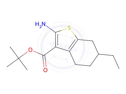 Chemical structure of tert-Butyl 2-Amino-6-ethyl-4,5,6,7-tetrahydro-1-benzothiophene-3-carboxylate
