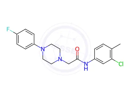 Chemical structure of N-(3-chloro-4-methylphenyl)-2-(4-(4-fluorophenyl)piperazin-1-yl)acetamide