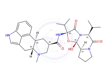 Chemical structure of 9,10alpha-dihydro-12'-hydroxy-2',5'alpha-diisopropylergotaman-3',6',18-trione methanesulphonate