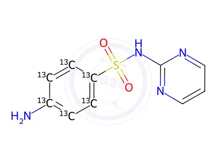 Chemical structure of Sulfadiazine-13C6