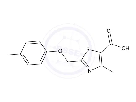Chemical structure of 4-Methyl-2-((p-tolyloxy)methyl)thiazole-5-carboxylic acid