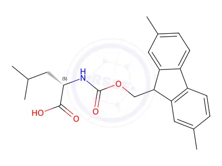 Chemical structure of N-(9H-(2,7-dimethylfluoren-9-ylmethoxy)carbonyl)leucine