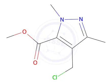 Chemical structure of 4-​(Chloromethyl)​-​1,​3-​dimethyl-​1H-​pyrazole-​5-​carboxylic Acid Methyl Ester