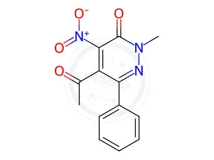 Chemical structure of 5-Acetyl-2-methyl-4-nitro-6-phenylpyridazin-3(2H)-one