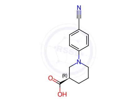 Chemical structure of (R)-1-(4-cyanophenyl)piperidine-3-carboxylic acid