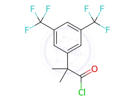 Chemical structure of 2-[3,5-bis(trifluoromethyl)phenyl]-2-methyl-propanoyl chloride