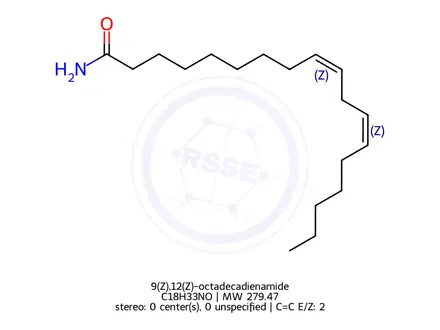 Chemical structure of 9(Z),12(Z)-octadecadienamide