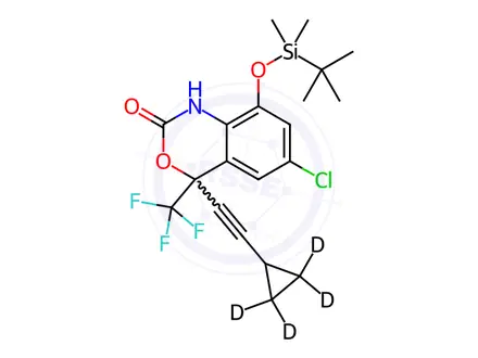 Chemical structure of 8-(tert-Butyldimethylsilyloxy) 8-Hydroxy Efavirenz-d4