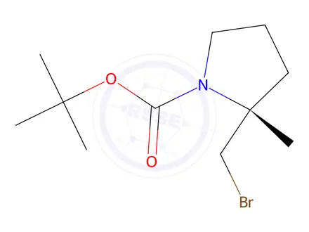 Chemical structure of Tert-butyl (R)-2-(bromomethyl)-2-methylpyrrolidine-1-carboxylate
