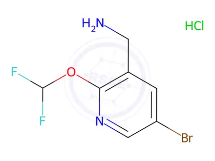 Chemical structure of (5-Bromo-2-(difluoromethoxy)pyridin-3-yl)methanamine hydrochloride