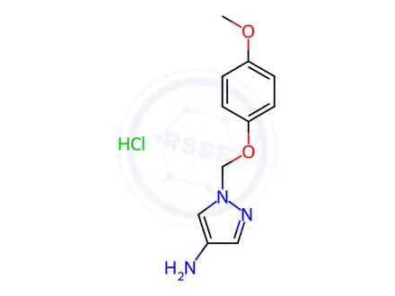 Chemical structure of 1-[(4-methoxyphenoxy)methyl]-1H-pyrazol-4-amine,HCl