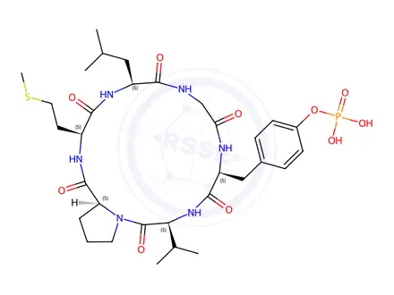 Chemical structure of CYCLO(-GLY-TYR(PO3H2)-VAL-PRO-MET-LEU)