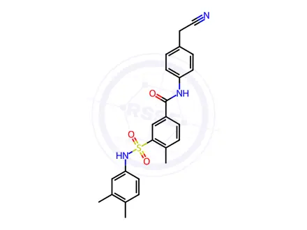 Chemical structure of N-[4-(cyanomethyl)phenyl]-3-[(3,4-dimethylphenyl)sulfamoyl]-4-methylbenzamide