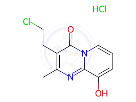 Chemical structure of 3-(2-Chloroethyl)-9-hydroxy-2-methyl-4H-Pyrido[1,2-a]pyrimidin-4-onehydrochloride