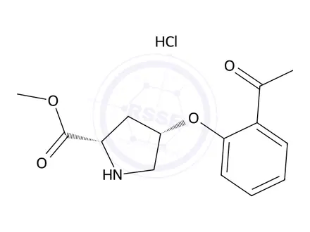 Chemical structure of Methyl (2S,4S)-4-(2-acetylphenoxy)-2-pyrrolidinecarboxylate hydrochloride